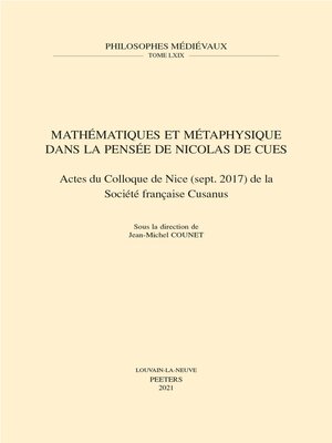 cover image of Mathematiques et Metaphysique dans la pensee de Nicolas de Cues